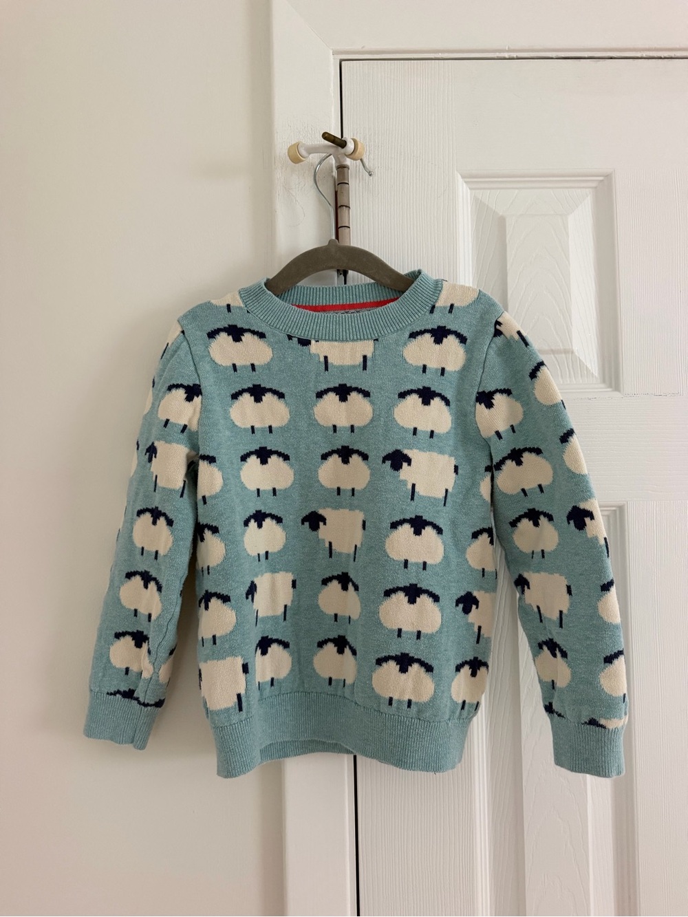 Mini Boden Kids' Novelty Cotton Jumper Sweater Blue Sheep 5 - Picture 2 of 6